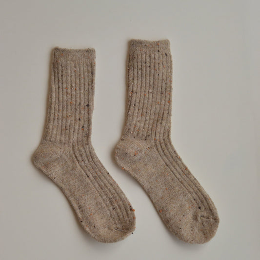 Winter Socks | Thick Wool Blend Confetti Socks, Oatmeal