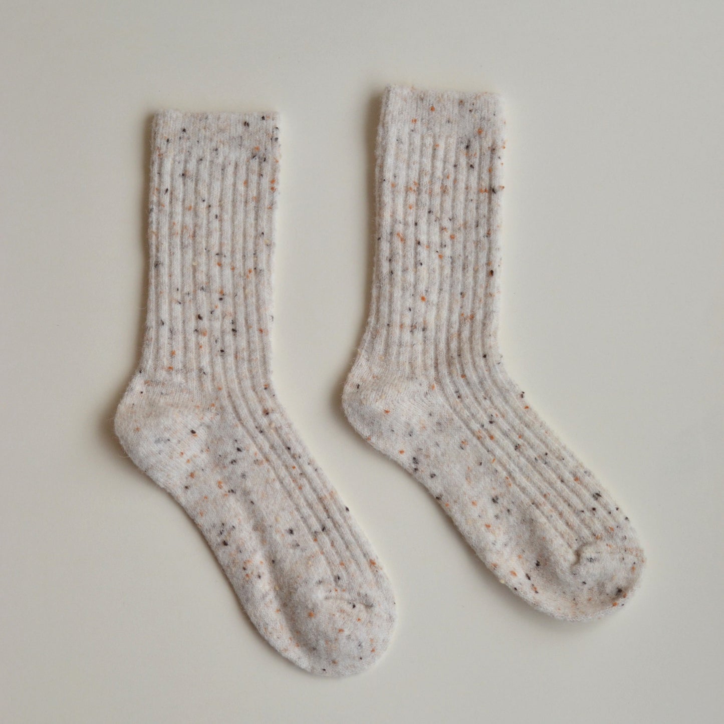 Winter Socks | Thick Wool Blend Confetti Socks, Cream
