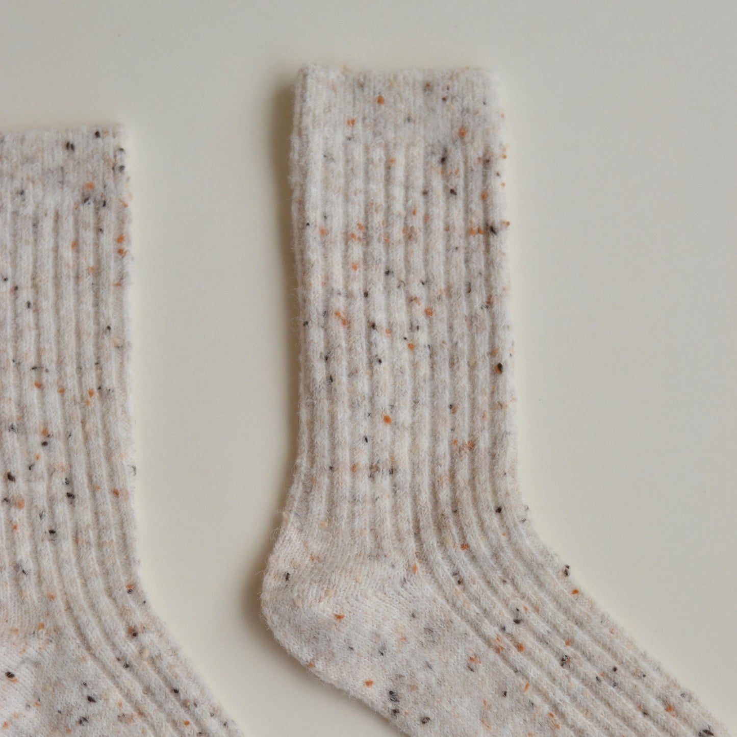 Winter Socks | Thick Wool Blend Confetti Socks, Cream