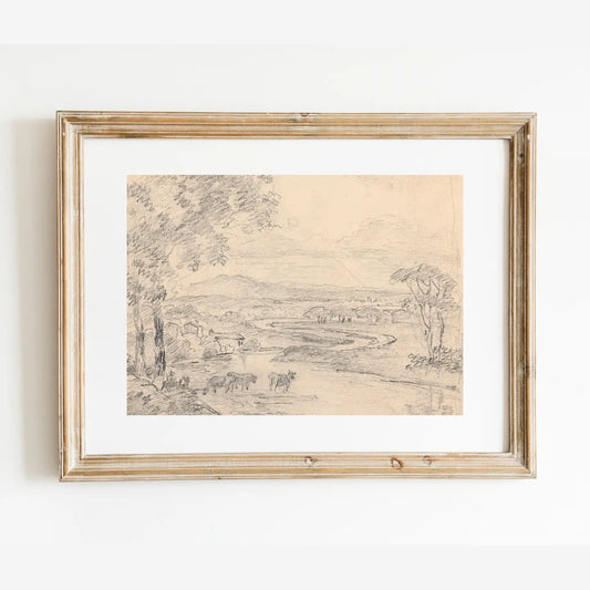 Sea to Skye | Country Landscape with Cattle Antique Art Print