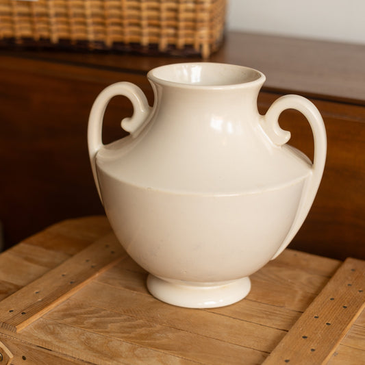 Art Deco Vase in a Satiny Cream Glaze