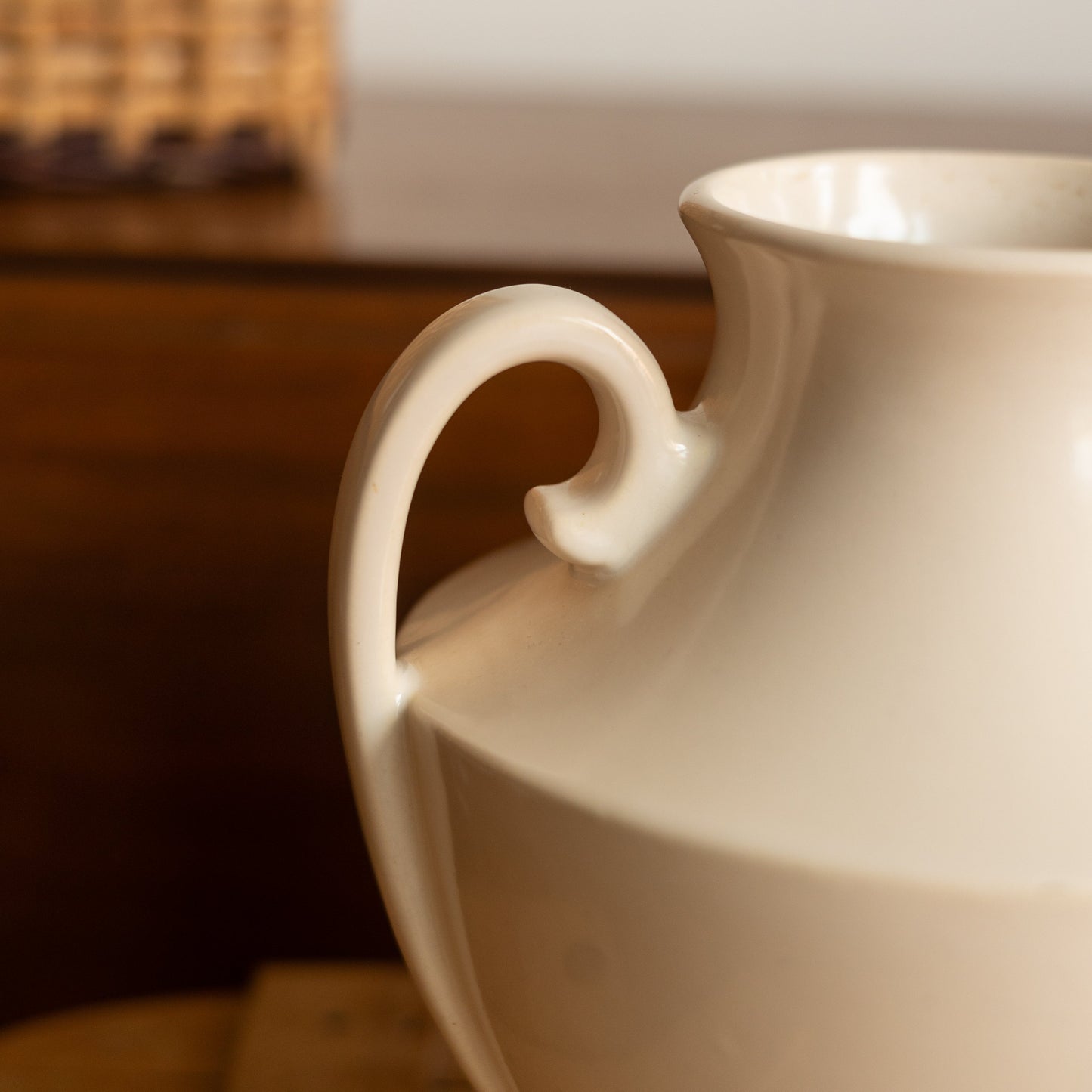 Art Deco Vase in a Satiny Cream Glaze