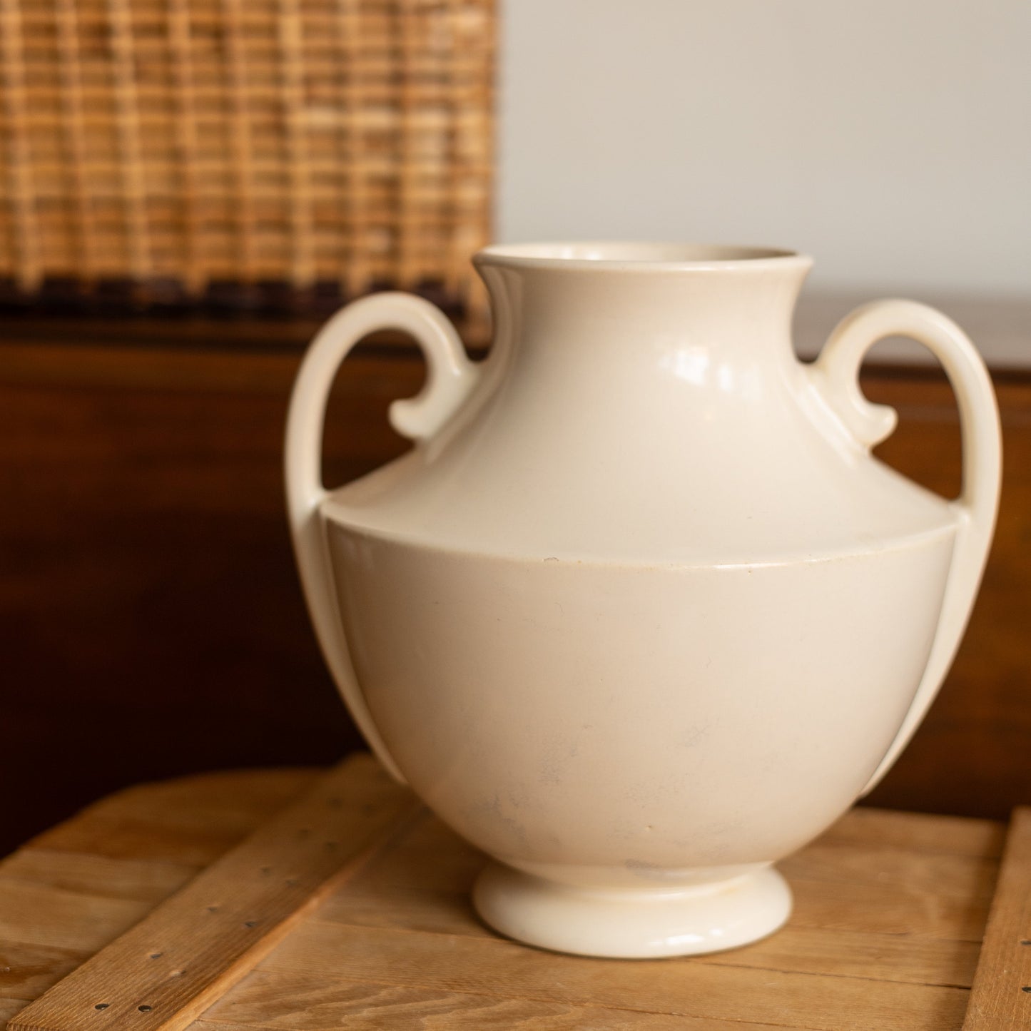 Art Deco Vase in a Satiny Cream Glaze