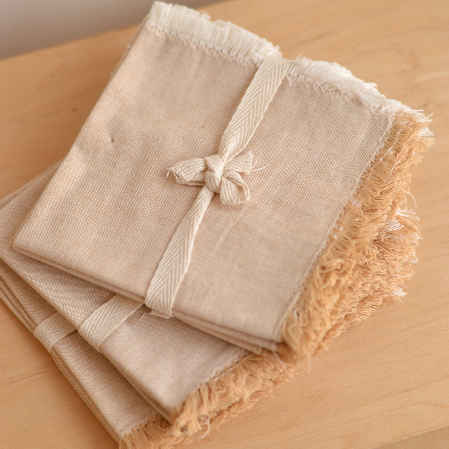 Karma | Oatmeal Fringed Cocktail Napkins, Set of 4