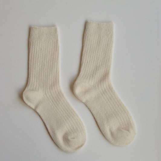 Winter Socks | Thick Wool Blend Sock, Cream