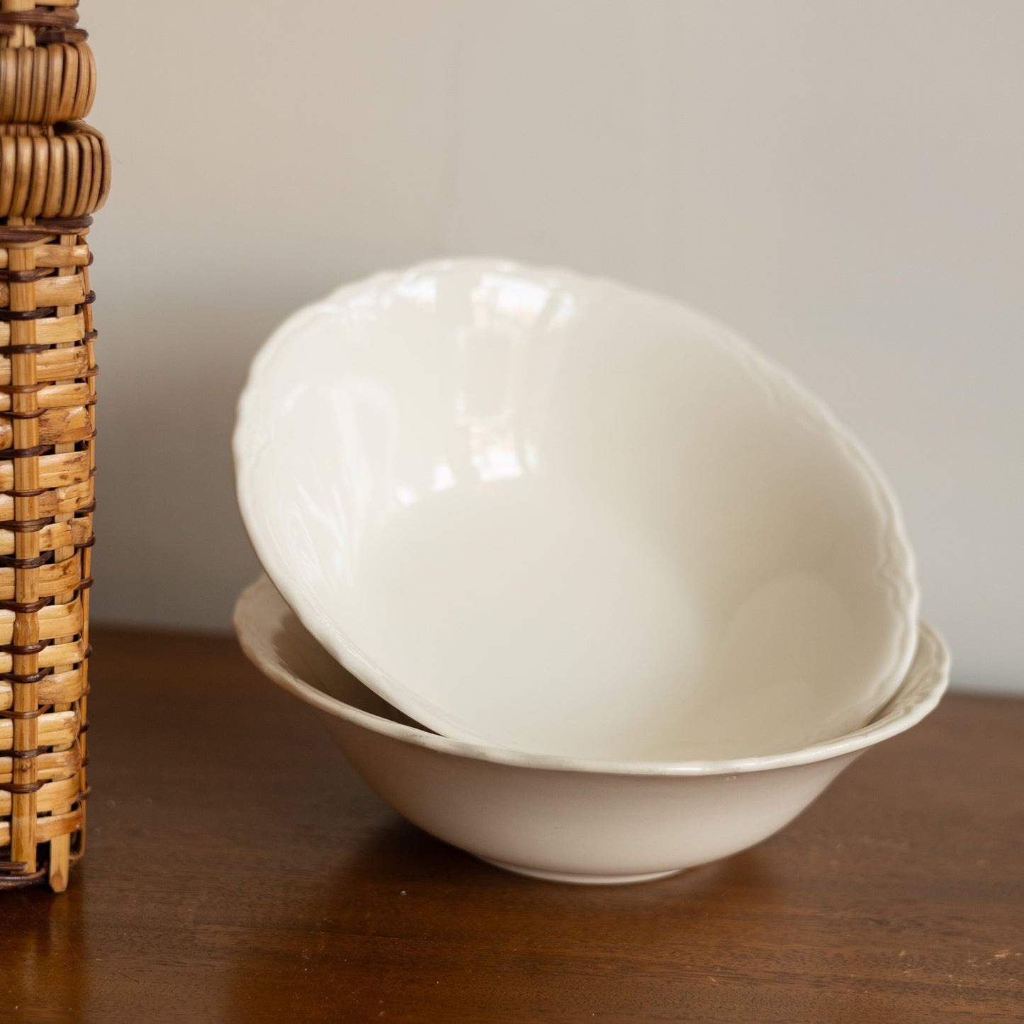 Cream Ironstone Serving Bowl