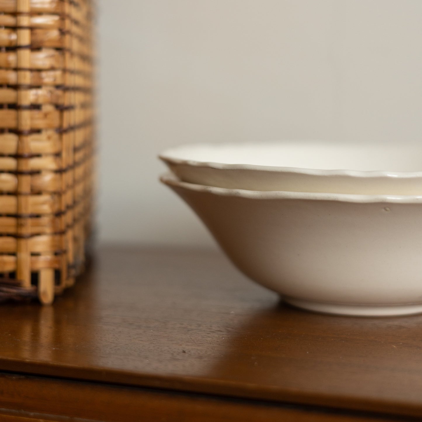 Cream Ironstone Serving Bowl