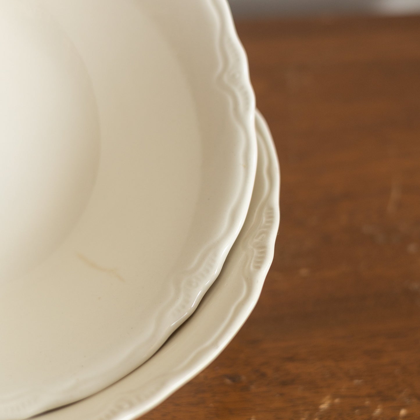 Cream Ironstone Serving Bowl