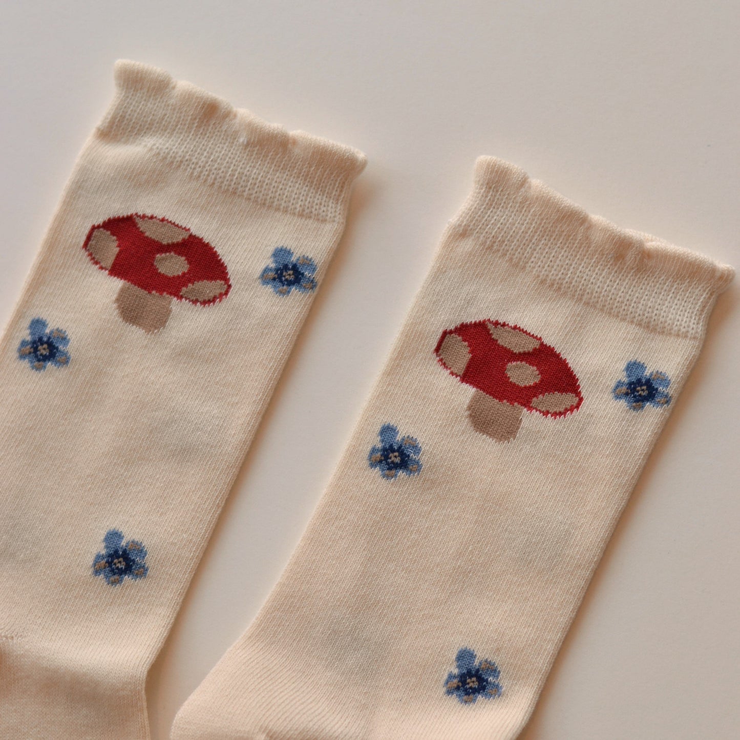 Fall Socks | Mushroom and Blooms, Cream