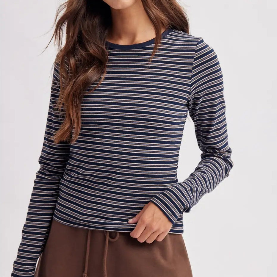 Striped Crew Neck Long Sleeved Top