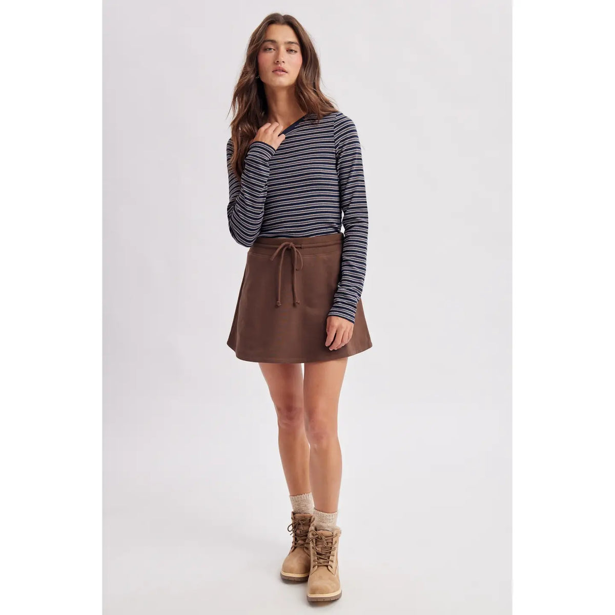 Striped Crew Neck Long Sleeved Top