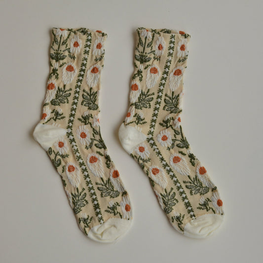 Fall Socks | Cream Daisy