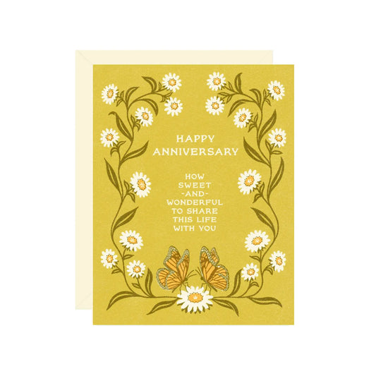 Wallflower Paper & Party | Daisy & Butterfly Anniversary Card