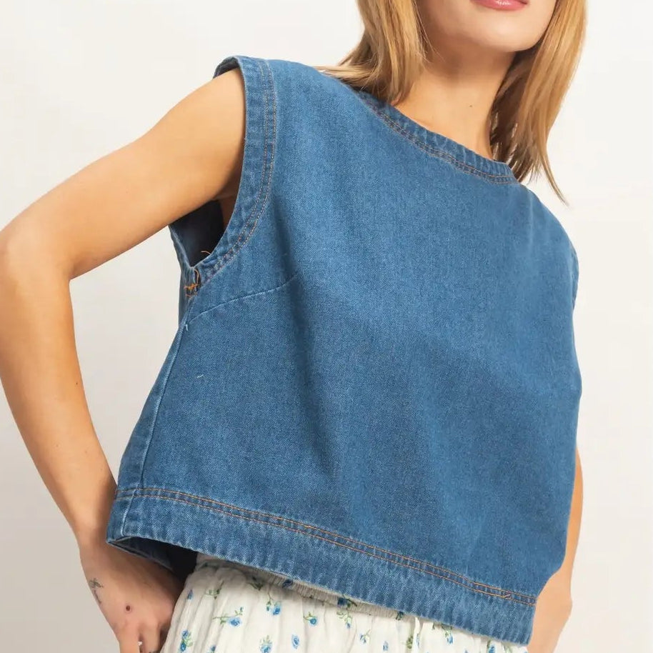 Sleeveless Denim Top