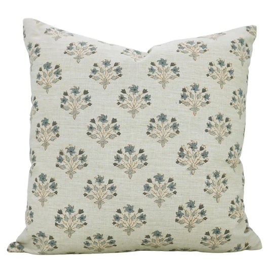 Dune Pillows | Artistic Block Print Pillow, Diwali Flower Pattern, 16”
