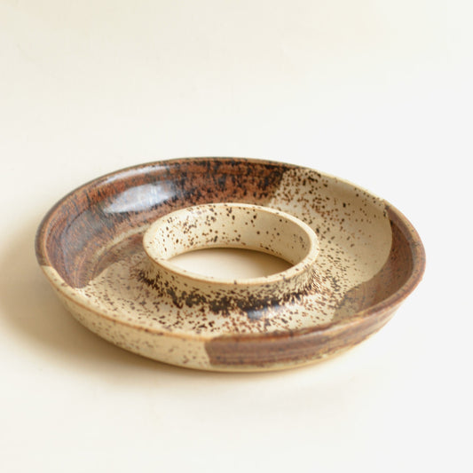 Studio Pottery Donut Dish in Neutral Glaze