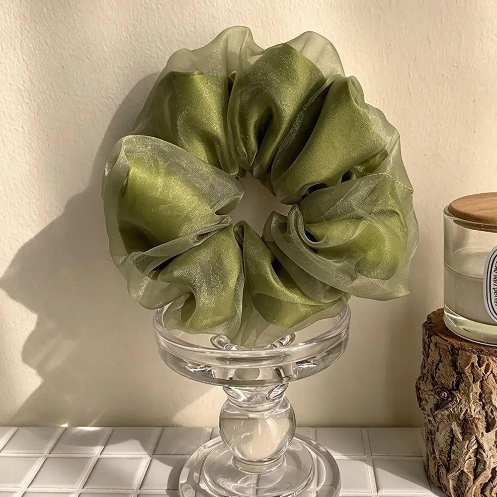 Dune Accessories | Lime Double Layered Satin Scrunchy