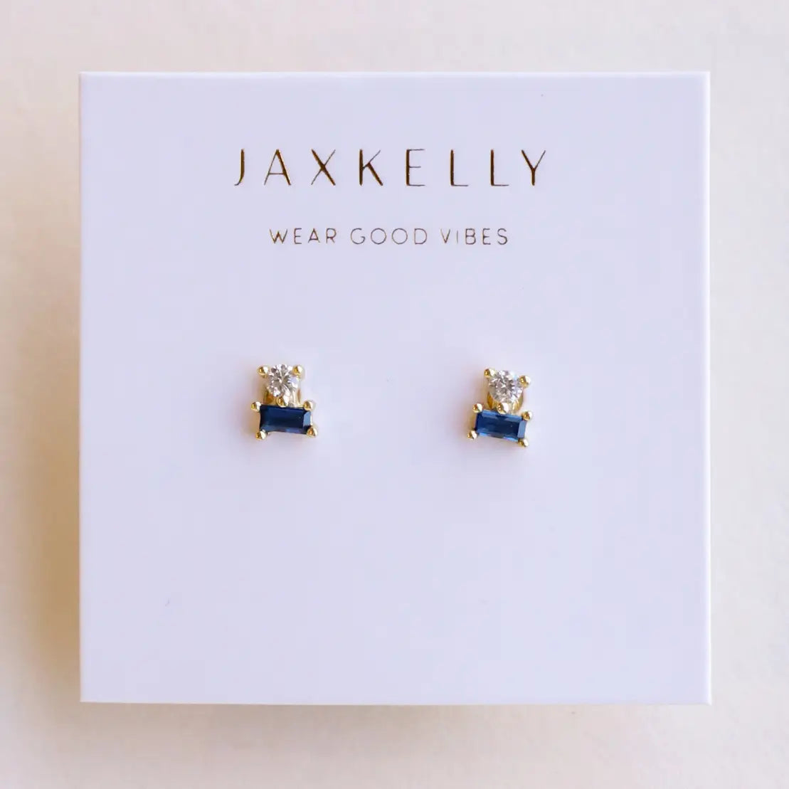 Jax Kelly |  Double Stud Stack, Sapphire, Gold Earrings