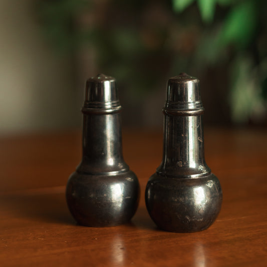Silver Plated Metal over Copper Salt & Pepper Shaker Set