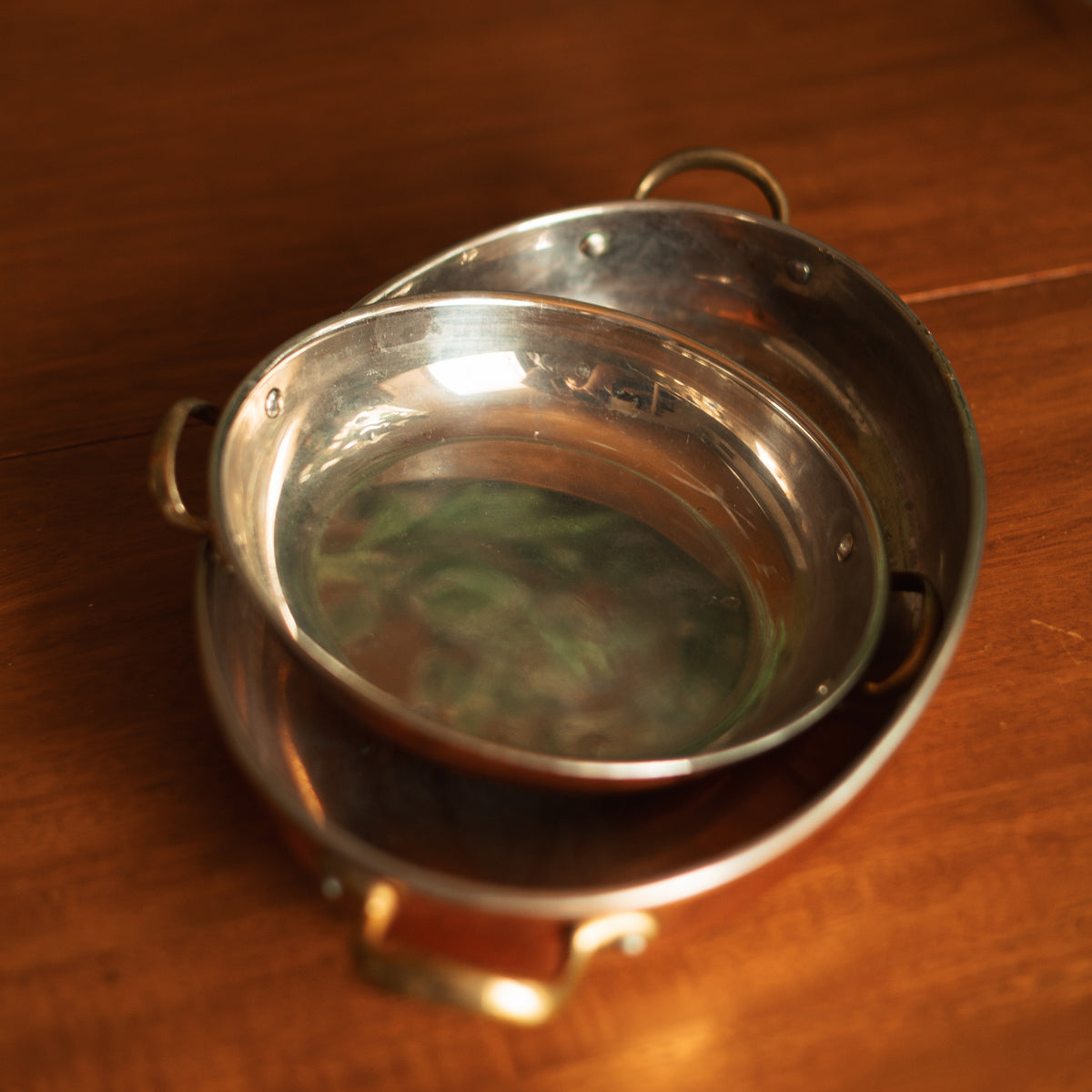 Oval Copper and Stainless Steel Lined Roasting Pan Set
