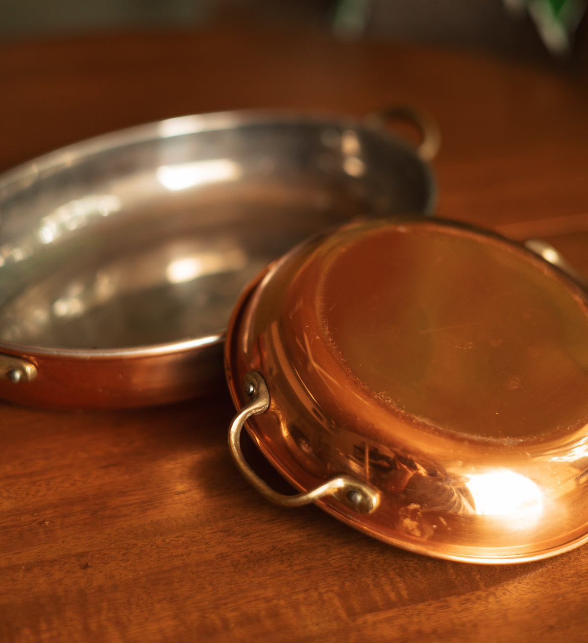 Oval Copper and Stainless Steel Lined Roasting Pan Set