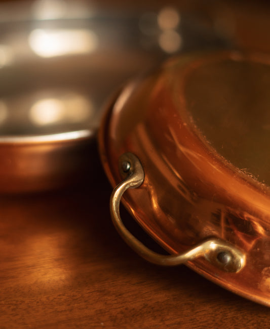 Oval Copper and Stainless Steel Lined Roasting Pan Set