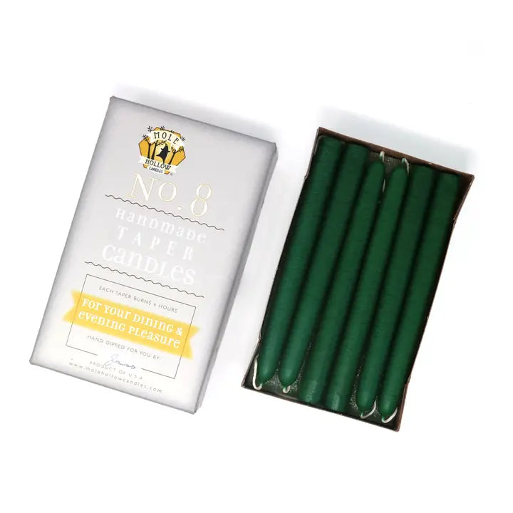 Mole Hollow | 8" Taper Candles, Various Colors, Sold in Pairs