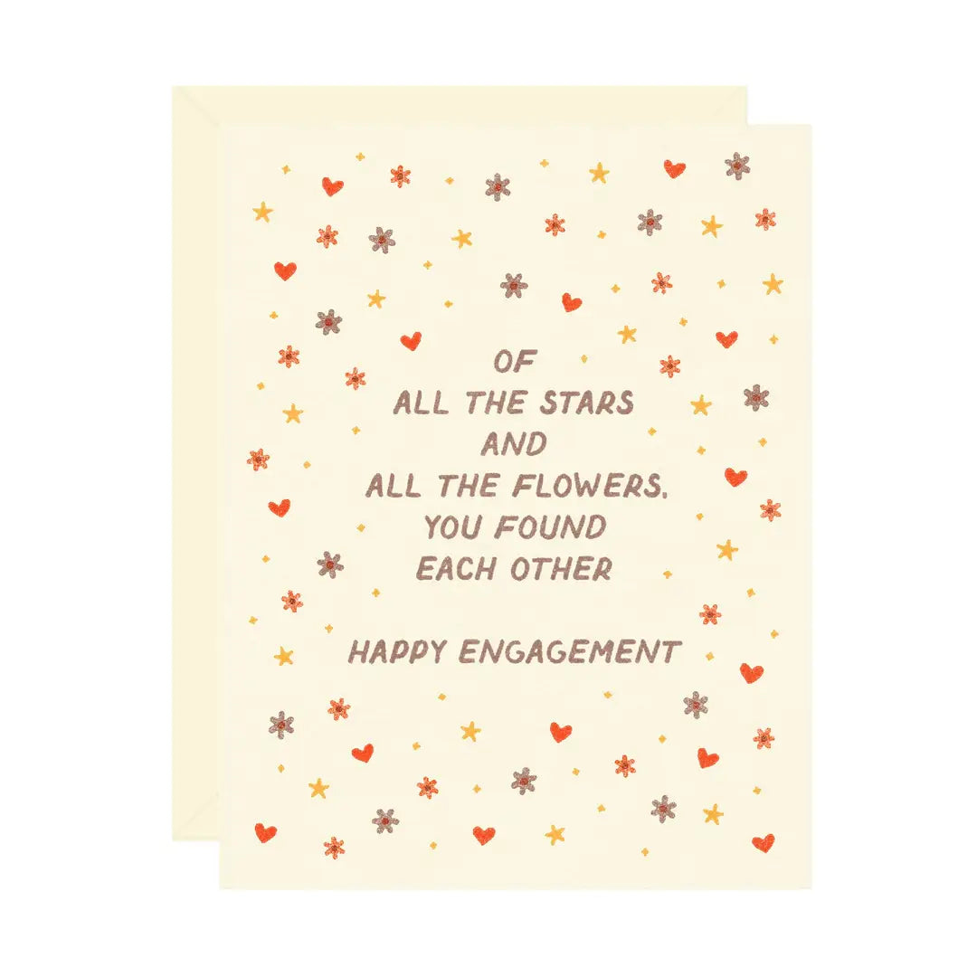 Wallflower Paper & Party | Stars & Flowers Engagement Card