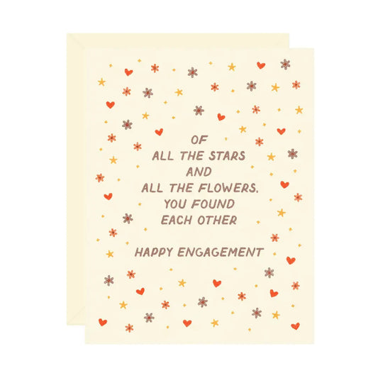 Wallflower Paper & Party | Stars & Flowers Engagement Card