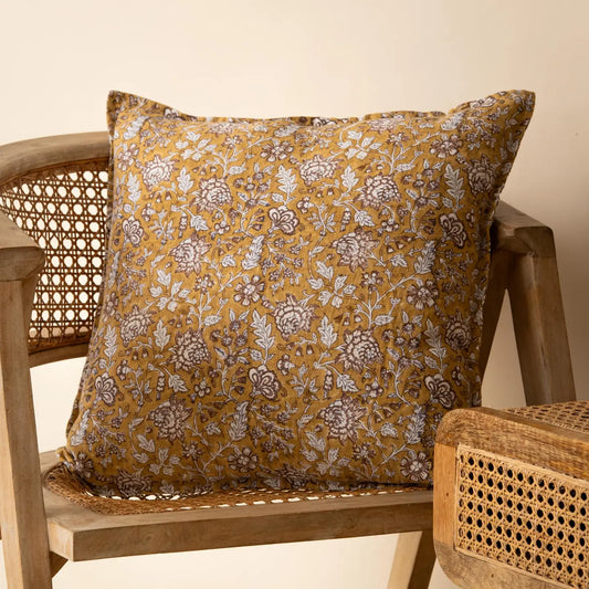 Dune Pillows | Block Print Eska Linen Pillow, 16" x 16"