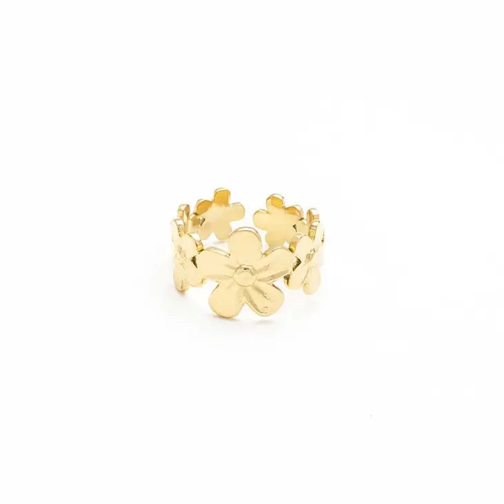 Bijoux 7bis | Stainless Steel Flower Chain Ring, adjustable