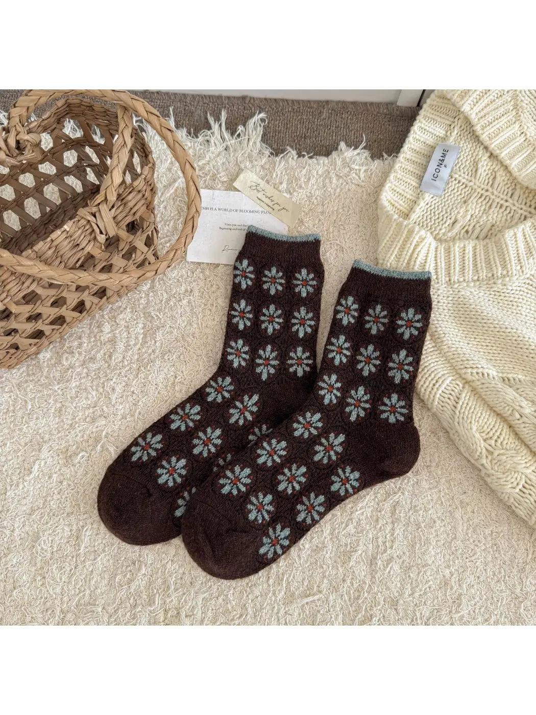 Dune Socks | Thick Geometric Flower Socks