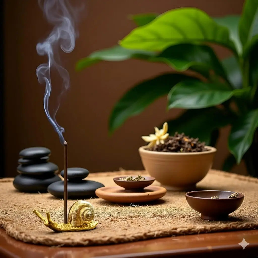Mini Snail Incense Holder, Solid Gold