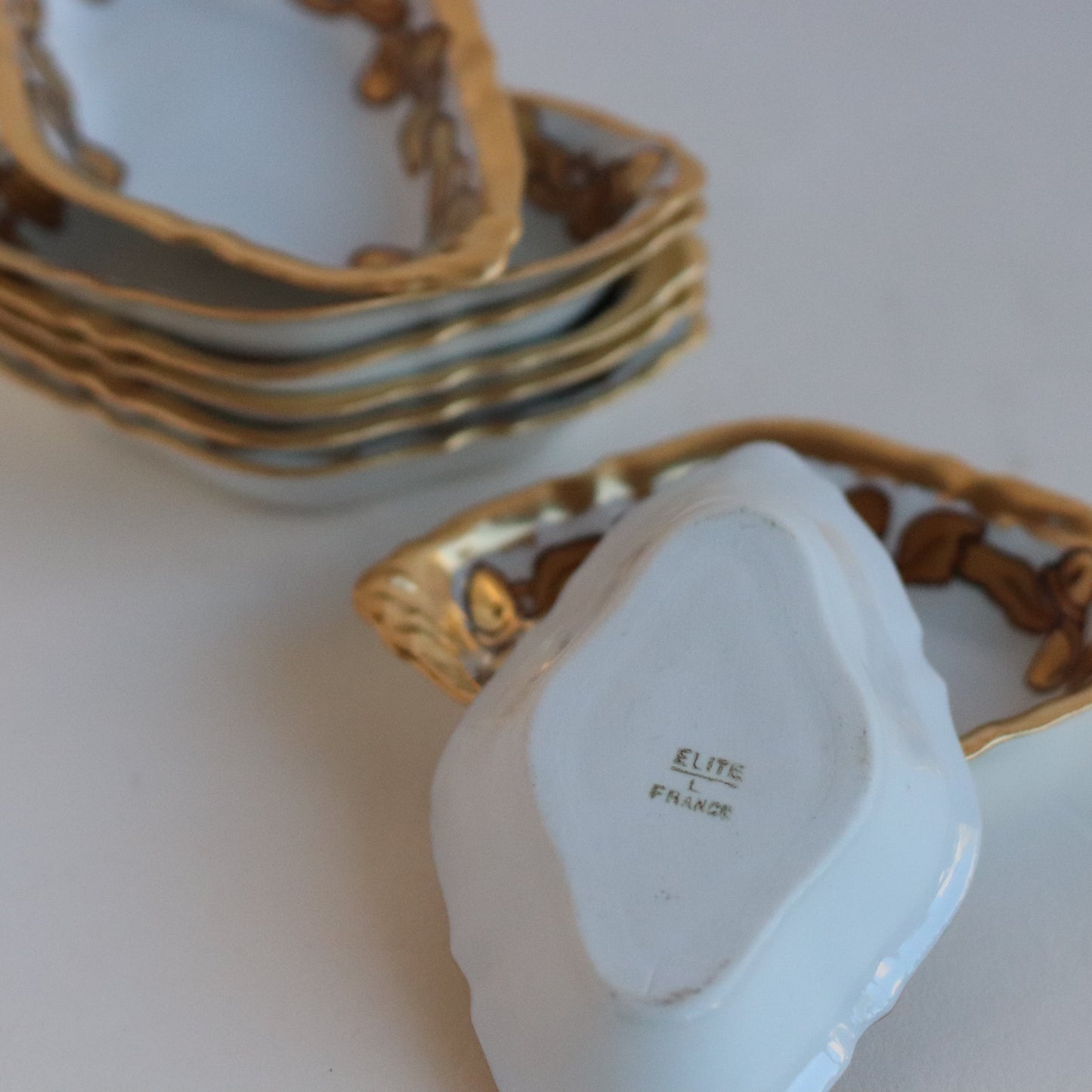 Decorative Small Dishes Handpainted with Acorn Design, Set of 4