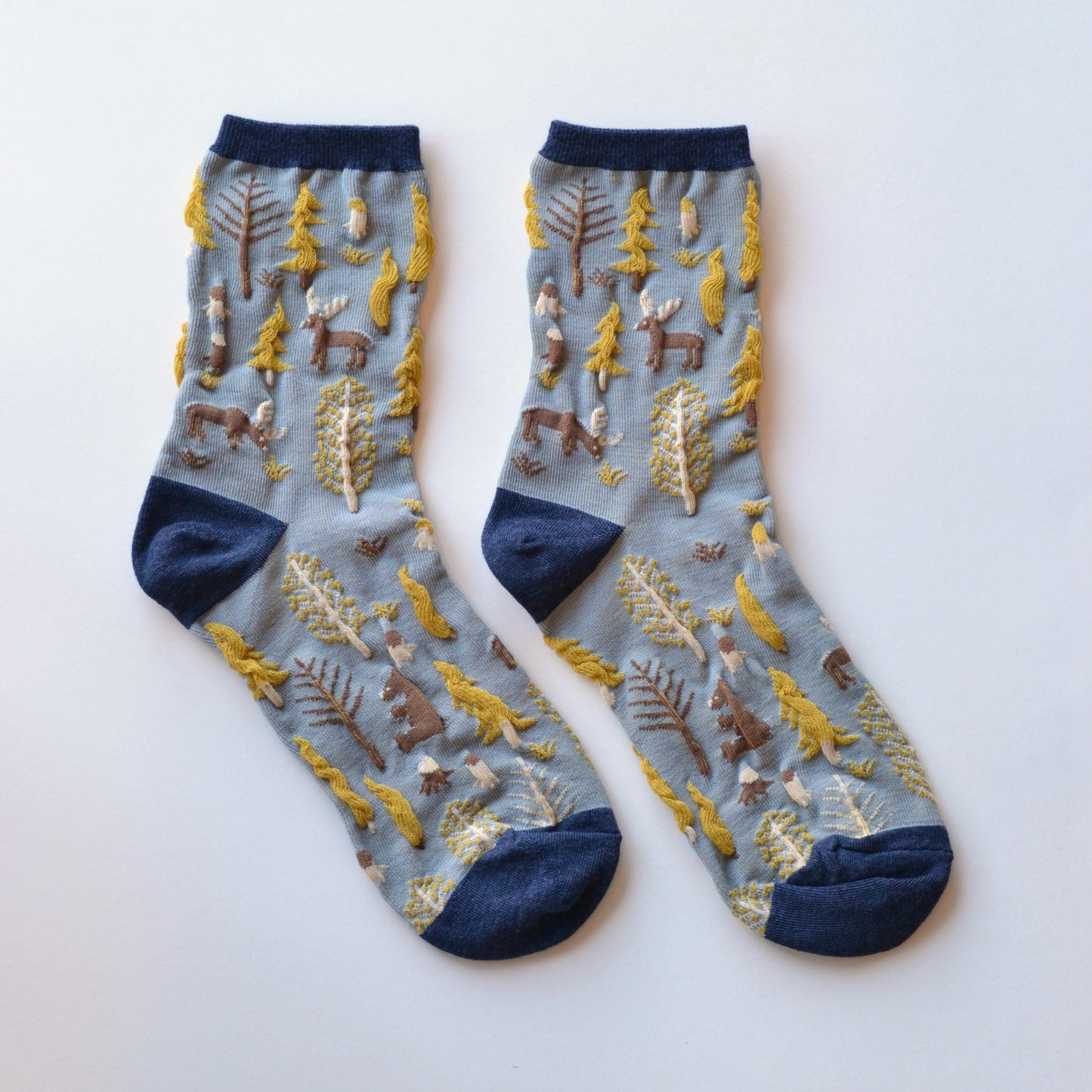 Tiepology | Winter Forest Sock, Blue and Gold
