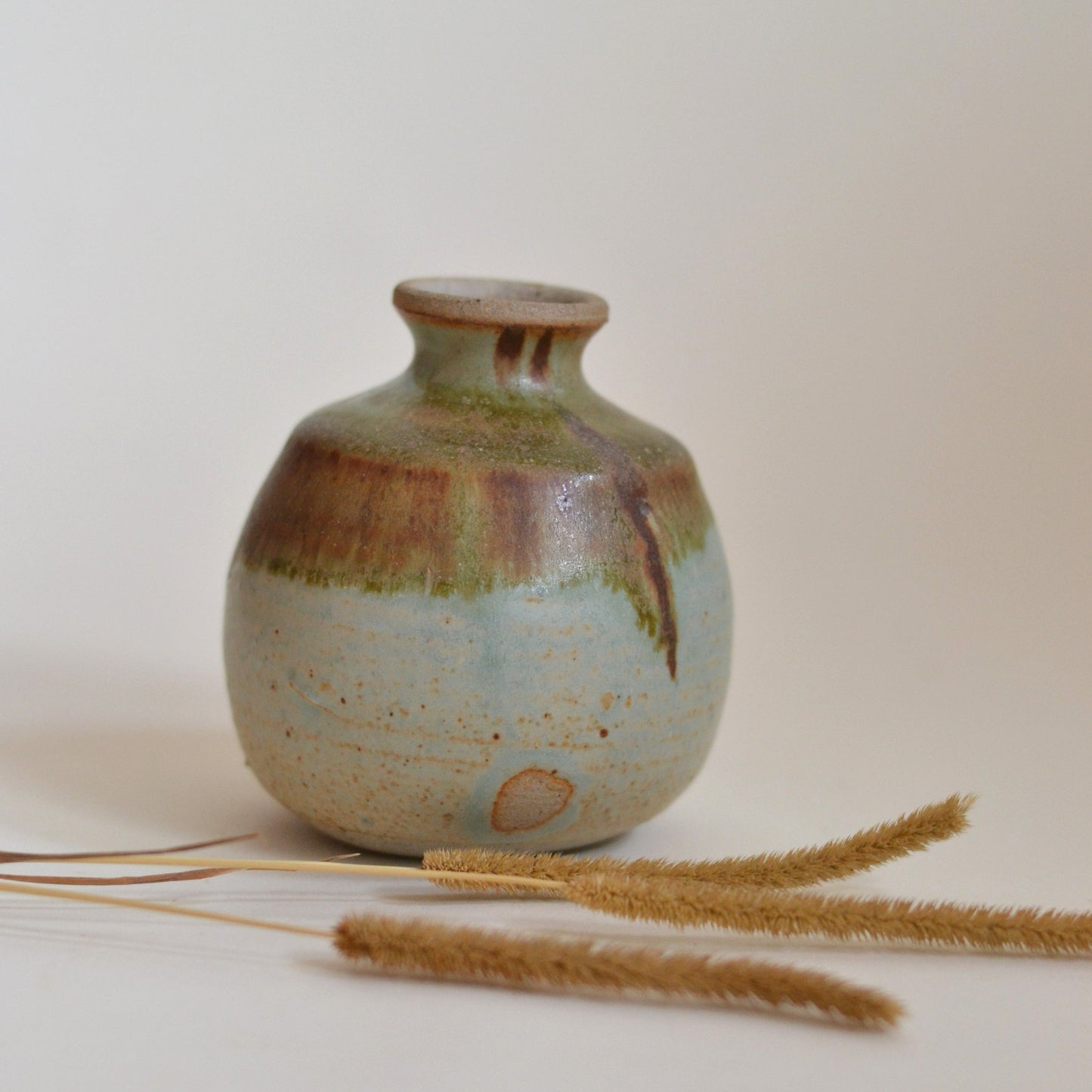 Bud Vase with Green Glaze