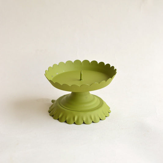 Green Scalloped Candle Holder