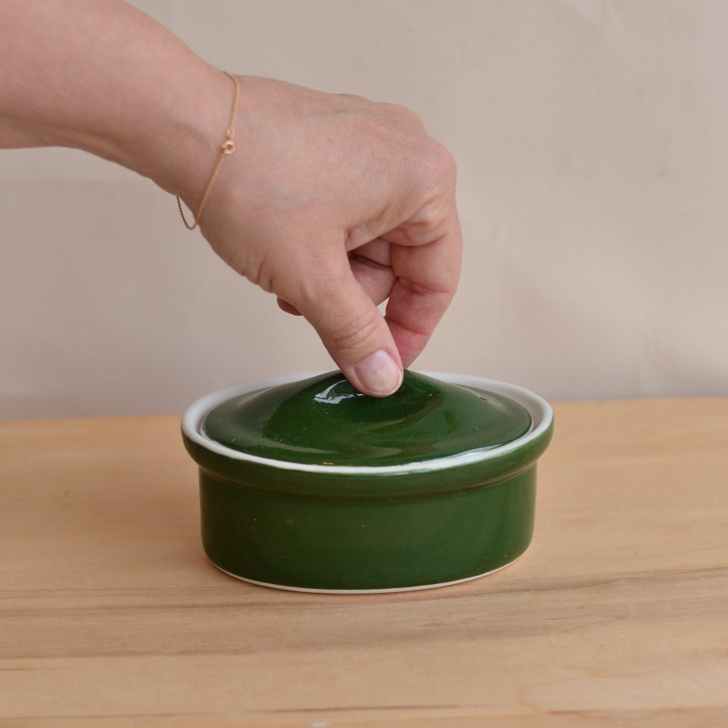 Hunter Green Lidded Crock