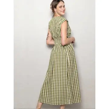 Twist Front Gingham Midi Dress