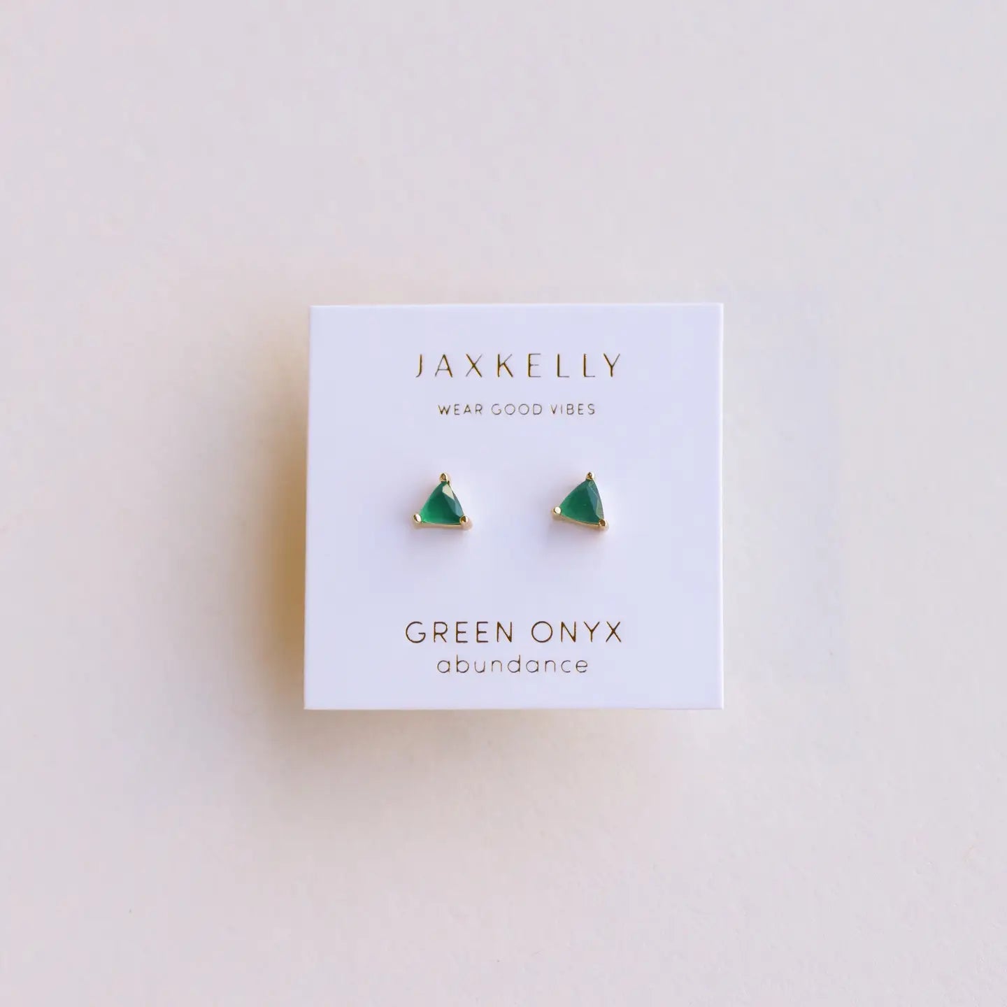 Jax Kelly |  Mini Energy Gem, Green Onyx, Gold Earrings