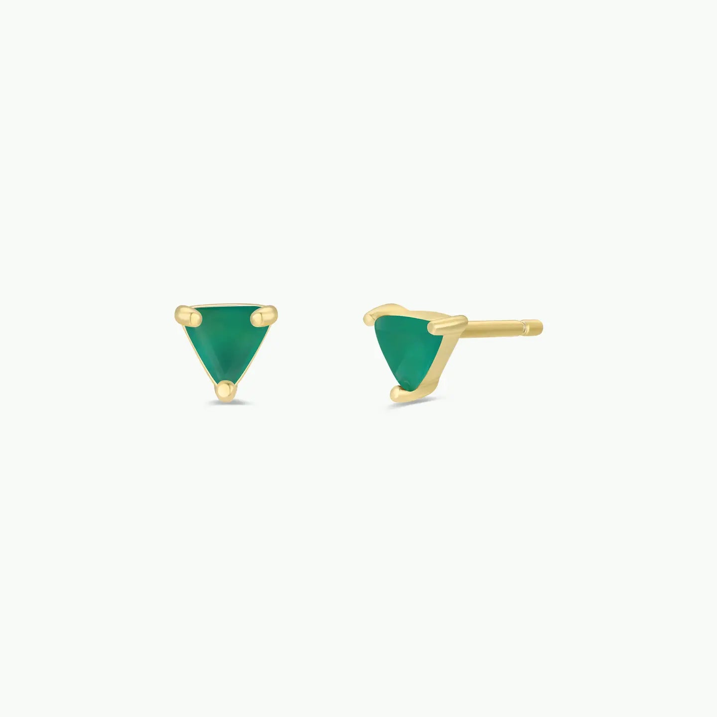 Jax Kelly |  Mini Energy Gem, Green Onyx, Gold Earrings