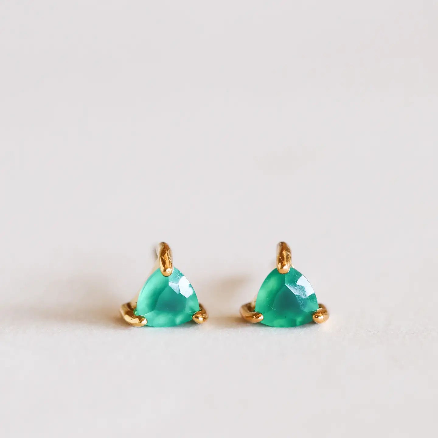 Jax Kelly |  Mini Energy Gem, Green Onyx, Gold Earrings