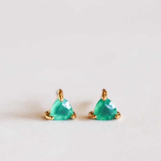 Jax Kelly |  Mini Energy Gem Studs,  Green Onyx