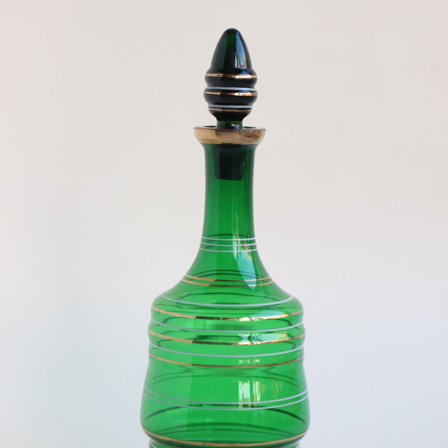 Green Glass Hand Painted Decanter
