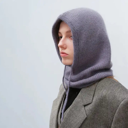 Dune Accessories | Solid Knit Hoodie Scarf, Grey