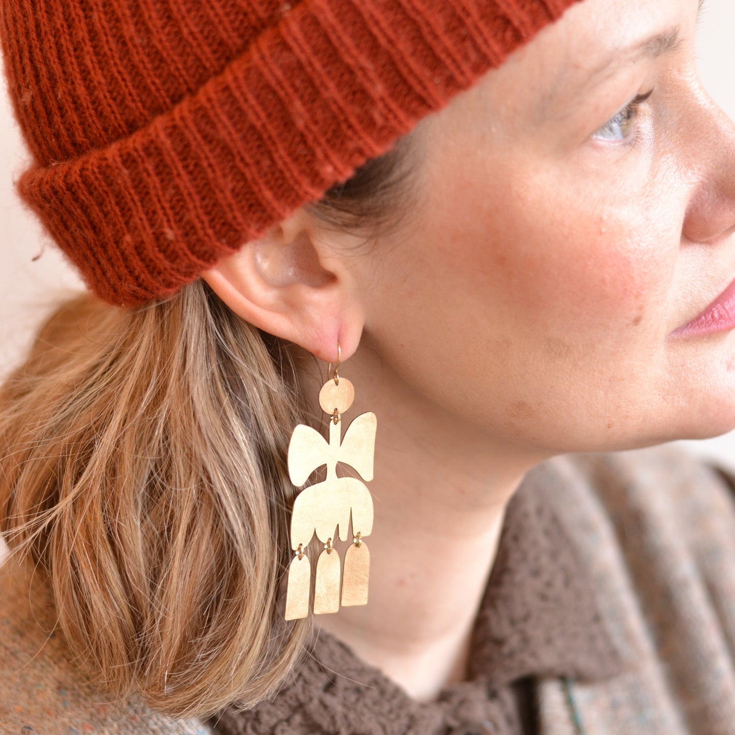 Gulushu | Heliconia Brass Earrings