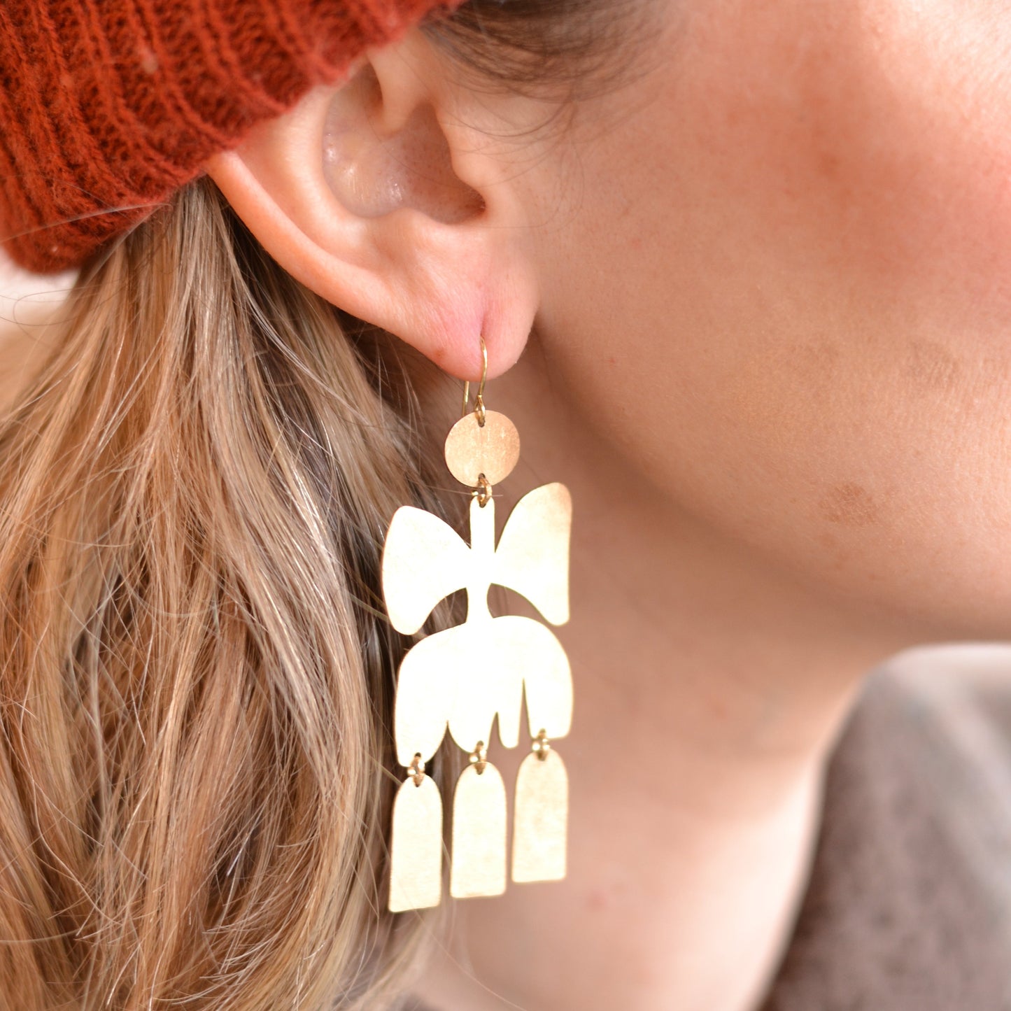 Gulushu | Heliconia Brass Earrings