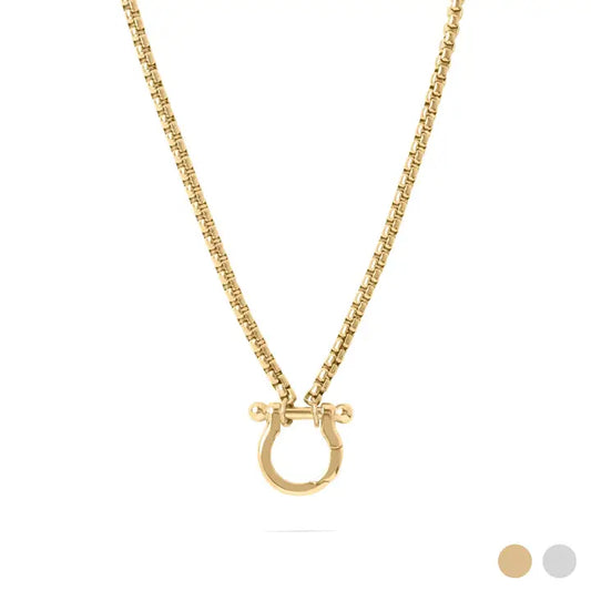 Dune Chain | Horse Shoe Carabiner Charm Holder Necklace, 16"