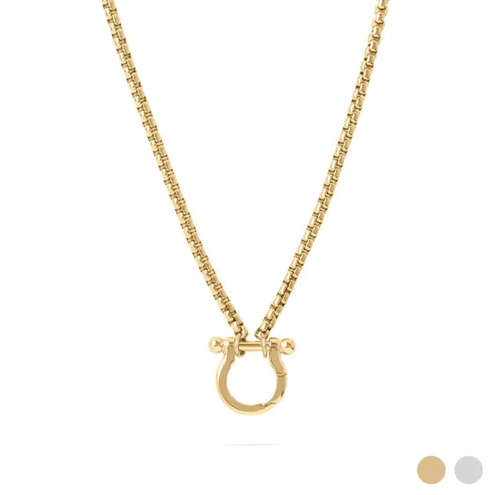 Dune Chain | Horse Shoe Carabiner Charm Holder Necklace, 18'