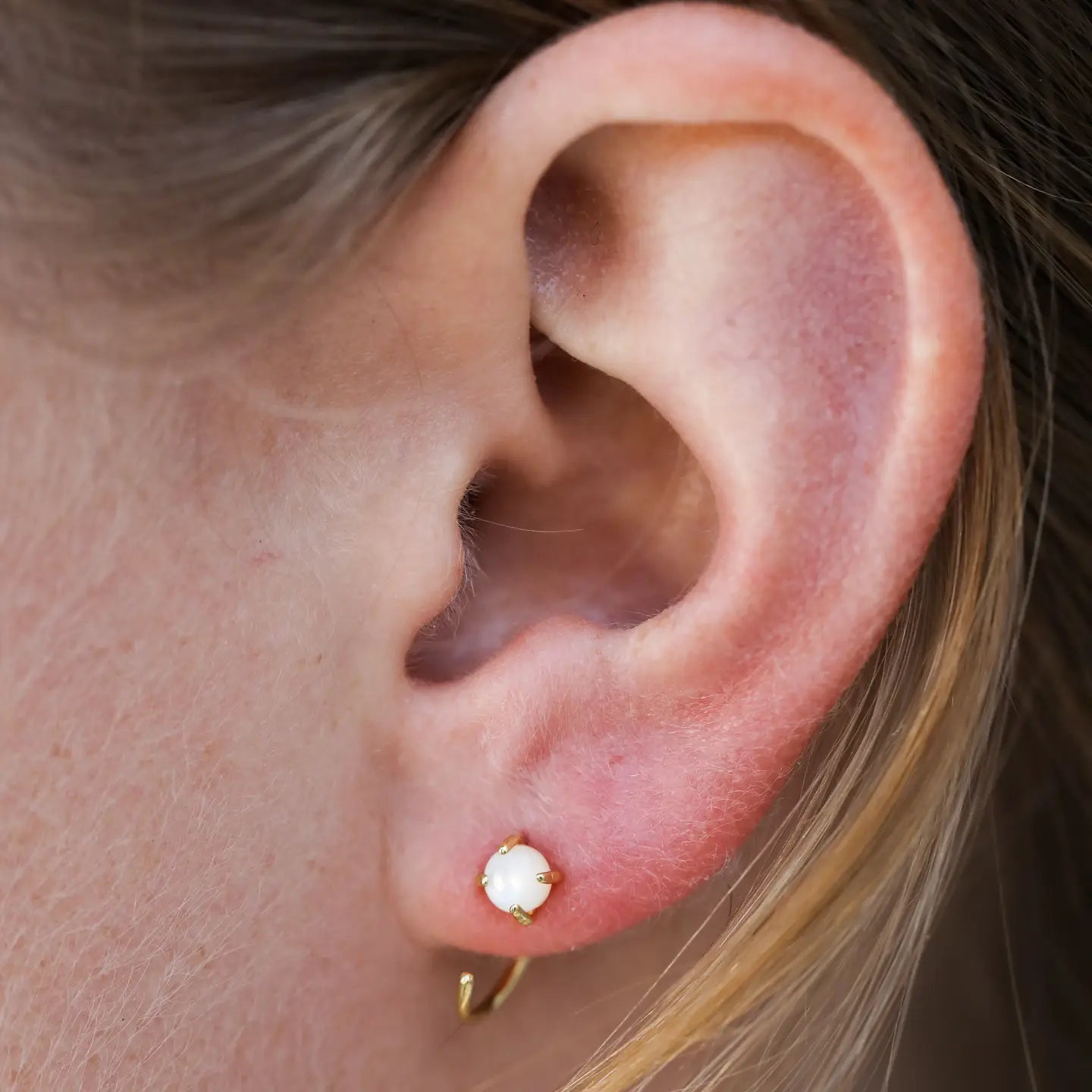 Jax Kelly | Huggies Mother of Pearl Gold Earrings